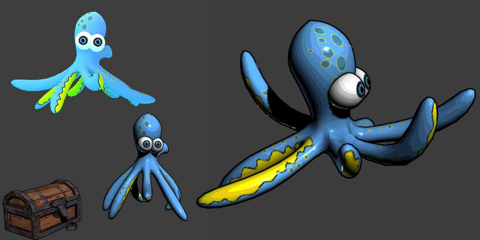 octopus 8pous 3d cartoon character from psaroneis application