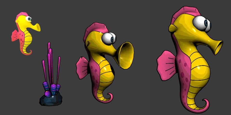 seahorse mika 3d cartoon character from psaroneis application