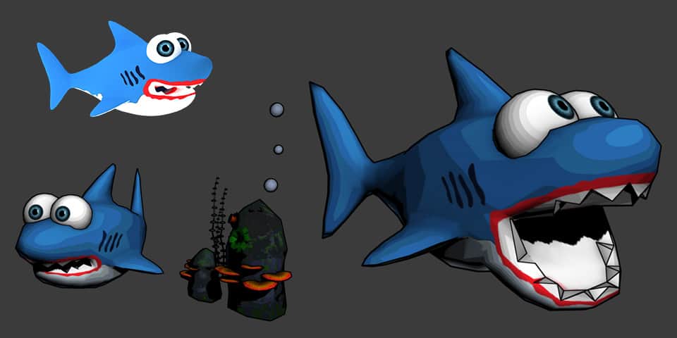sharky keto shark 3d cartoon character from psaroneis application