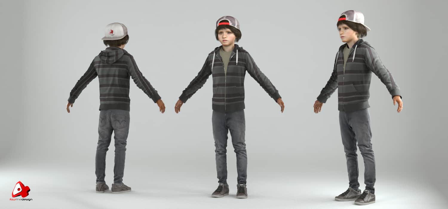 3d boy character Rigged and Animated, photorealistic game characters