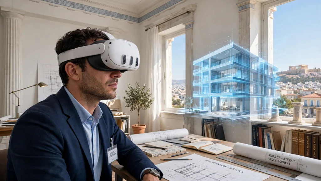Αρχιτέκτονας με Oculus Quest 3 με 3 κάμερες χωρίς γυαλιά - Fourthedesign